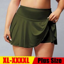 Dresses Cloud Rise Women Tennis Skirts XXXXL Golf Safe Pleated Skirt High Waist Fitness Big Lady Phone Pocket Gym Workout Running Skorts