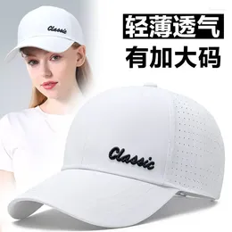 Ball Caps Hat Women's Summer Big Head Circumference White Baseball Cap Thin Quick-Dry Mesh Breathable Sun Women