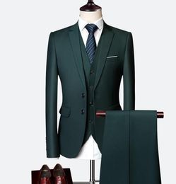 Classy Dark Green Wedding Tuxedos Groom Suits Custom Made Groomsmen Prom Party Suits JacketPantsVest Groom Father Suits Tailor5850240