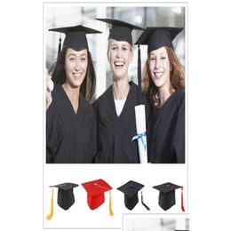 Party Hats 1Pc Adjustable Graduation Hat Adts Student Mortar Board Cap Fancy Dress Accessory For Black14690946 Drop Delivery Home Ga Dhuh8