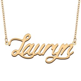 Lauryn name necklaces pendant Custom Personalised for women girls children best friends Mothers Gifts 18k gold plated Stainless steel