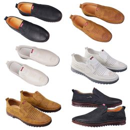 spring new Casual trend versatile online for men's anti slip soft sole breathable leather shoes 128