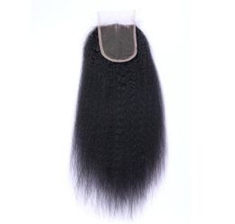 Brazilian Kinky Straight Human Hair Lace Closure Middle part part 3 Part 4 x 4 Lace Top Closures5555345