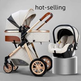 Baby Stroller Luxurious 3 in 1 Portable Travel Carriage Fold Pram High Landscape Aluminum Frame Born Infant Strollers# designer fashion elastic comfortale Popular