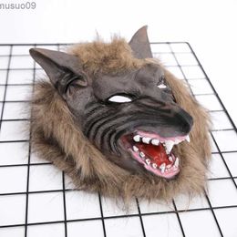 Designer Masks Halloween Latex Rubber Wolf Head Hair Mask Werewolf Gloves Costume Party Scary Decor Masquerade Props