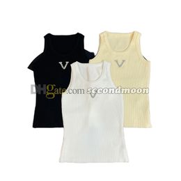 Sequin Letter Tanks Top Women U Neck Vest Solid Colour Sport Tops Designer Outdoor Gym Vests