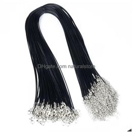 Cord & Wire 100 Pcs/Lot 1.5Mm 2Mm Black Wax Leather Snake Necklace Cord String Rope Wire Chain For Diy Fashion Jewelry Making In Bk 45 Dho5G