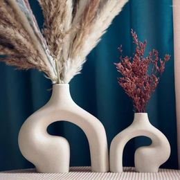 Vases BoyouCeramic White Nordic Vase Of 2 Modern Minimalist Decorative Table Centerpiece Wedding Dining Living Room Office Decor