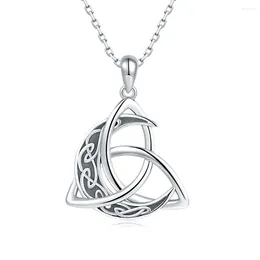 Pendants Irish Celtics Knot Moon Pendant Chain Necklaces For Women 925 Sterling Silver Fine Jewellery Valentine Day Wife Girlfriend Gifts