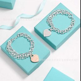 Original brand TFF Rose Gold Key Love Heart Shaped Thick Chain Bracelet Female Simple Gift to Best Friend