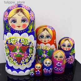 Decorative Objects Figurines 20cm 7 Layer Handicrafts Chromatic Russian Dolls Matryoshka Dolls Children Education s Home Decoration Gift Russian DollL240306
