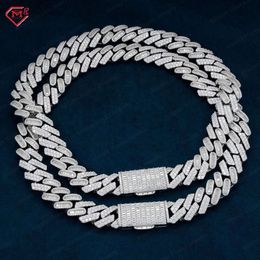 Hiphop 18mm Miami Cuban Link Chain Iced Out 925 Sterling Silver Moissanite Cuban Link Chain