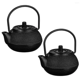 Dinnerware Sets 2 Pcs Cast Iron Teapot Small Pet Vintage Home Decor Decorative Kettle Kettles Mini Adornment Set Teaware Office Miniature