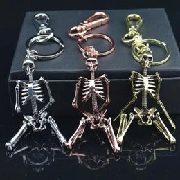 Keychains Gwwfs Skull Skeleton Pendant Key Chain Men Women Bag Charm Ring Car Keychain Keyrings Chaveiro Gift2721