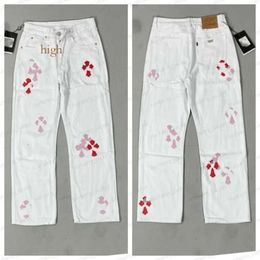 Mens Designer Make Old Washed Chromees Hearts Jeans Chrome Straight Trousers Heart Cross Embroidery Letter Prints for Women Men Casual Long Style 9umz 73 53