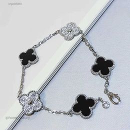 Bracelet Designer for Women Top Quality v Five Flower Female Plated 18k Natural Purple Chalcedony Crystal Fritillaria