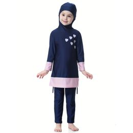 Muslim Conservative Swimsuit For Girls, Full Cover Islamic Swimming Suit With Hijab Modest Heart Swimwear