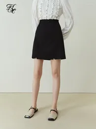 Skirts FSLE Simple Commuter Style A-line Short Skirt For Women Design Sense High Waist Office Lady Slim Solid Mini Spring
