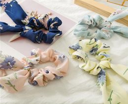 8 style fashion summer Ponytail Scarf Elastic Hair Rope for Women Hair Bow Ties Scrunchies Hair Bands Flower Print Ribbon Hairband2042825