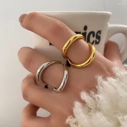 Cluster Rings Trendy Metal Hollow Double Layer Brass Open For Women Men Europe And America Punk Hip-hop Party Jewellery Gift