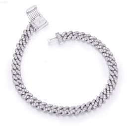 6mm Wide Cuban Chain Bracelet with S925 Silver Moissanite Diamond Stone Round White Vvs d Class Grade Fine Jewellery