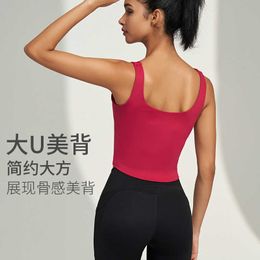 Others Apparel U-shaped Sports Bra Womens One Piece Bra Fixed Cup High Strength Shockproof Running Quick Dry Fitness Yoga Tank Top