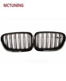 Pair Dual Line Glossy black Mesh Grill Grille for 5 Series F10 F11 F18 M5 Racing Grilles Grills 20103396763