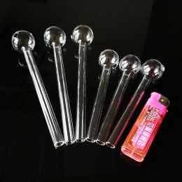 4 5 6 Inch Clear Pyrex Oil Burner Pipes Thick Glass Tube Nail 30mm OD Ball For Water Smoking Spoon Pipe Tobacco Smoke Accessories SW38 LL