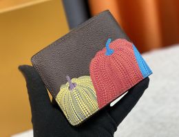 Mens womens designer wallets luxurys Multiple short purses flower letter-pumpkin card holder high-quality fashion digram sign small clutch bag with Original box