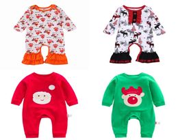 Baby Christmas Jumpsuits Toddler Boys Cartoon Turkey Snowman Romper Kids Lersure Clothes Infant Girls Ruffle Letter Onesies Outfit3196374