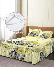 Bed Skirt Fruit Truck Elastic Fitted Bedspread With Pillowcases Protector Mattress Cover Bedding Set Sheet