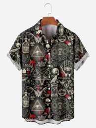Men's T-Shirts Hawaiian Shirts For Mens Skull Summer Casual Short Sleeve Y2k High Quality Oversized Streetwear Vintage Beach Tops Clothing