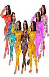 Women tracksuits autumn and winter women039s printed longsleeved shirt pants suit tie dye two piece set SXXL5633362