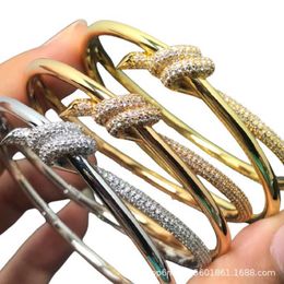 Designer Picking tiffay and co Full Diamond Twisted Bow Bracelet with a Light Luxury Advanced Sense