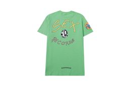 Men's T-Shirts Hearts Crowe Scroll Heart Graffiti MattyBoy Letter Print Green Cotton Short Sleeve T-Shirt