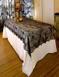 halloween black spider web lace tablecloths for decoration bat lace table cover 122x244cm 48x96inch 257f2058805