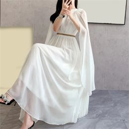 Dress Women Dress 2024 Spring V Neck Sexy Elegant long Dress Autumn cape Sleeve Gown Party Dress holy angel goddess white dress