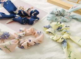 8 style fashion summer Ponytail Scarf Elastic Hair Rope for Women Hair Bow Ties Scrunchies Hair Bands Flower Print Ribbon Hairband9891482