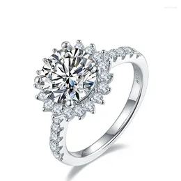 Cluster Rings SGARIT Moissanite Sunflower Jewelry 925 Sterling Silver Wedding Ring 3CT D Color Diamond Engagement Woman