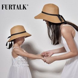 FURTALK Summer Hat for Women Kids Straw Hat for Beach Baby Girls Sun Hat Travel Bucket Cap chapeu feminino for Summer Y2006023046