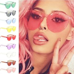 Sunglasses Frames Women's Frameless Transparent Color Cool Candy Glasses Driver GogglesClear Retro