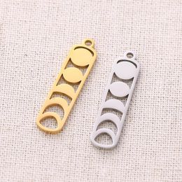 Charms 5Pcs Rectangle Sun Moon For Jewelry Making Supplies Wholesale Stainless Steel Pendant DIY Bracelets Earrings Accessories