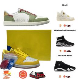 2024 New 1S Low Canary Basketball Shoes J Balvin Rio Black Toe Reimagined 1S 14s Panda 6s Brown Kelp Outdoor sports shoes man sneaker trainer with box