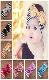 European Baby Striped Sequin Bow Headbands Girls Infant Cute Cotton Head bands Children Hair Accessories Kids Hair Flowers Hair Ba5645540