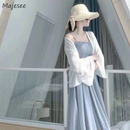 Dress Chiffon Dress Women Solid Colour Elegant Fit and Flare Spaghetti Strap Sweet Maiden Clothing Multilayer Fairy Thin Holiday Mujer