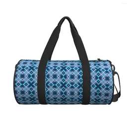 Duffel Bags Geometric Abstract Pattern Travel Bag Diamonds Blue Repeating Large Capacity Sport Men Women Gym Yoga Funny Fitness