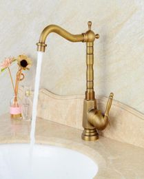 Bathroom Sink Faucet Antique Bronze Finish Brass Basin Faucet Single Handle Vessel Sink Water Tap Mixer European Vintage Mixer3169271
