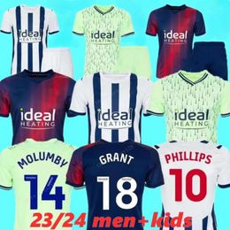 WEST Brom Soccer Jerseys 23 24MOLUMBY DIANGANA DIKE BRUNT ASANTE Albion Football Shirt 2023 2024 Home Away GRANT WALLACE PHILLIPS Men Kids Kit Uniforms