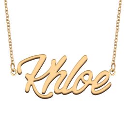 Khloe name necklace pendant Custom Personalized for women girls children best friends Mothers Gifts 18k gold plated Stainless steel