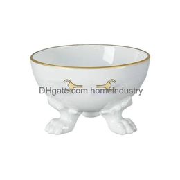 Designer Cat Bowls Bowl Anti Vomiting Raised Water Ceramic Pet Food For Flat Faced Cats Small Dogs Protect Pets Spine Dishwasher Safe Dh8Bn
